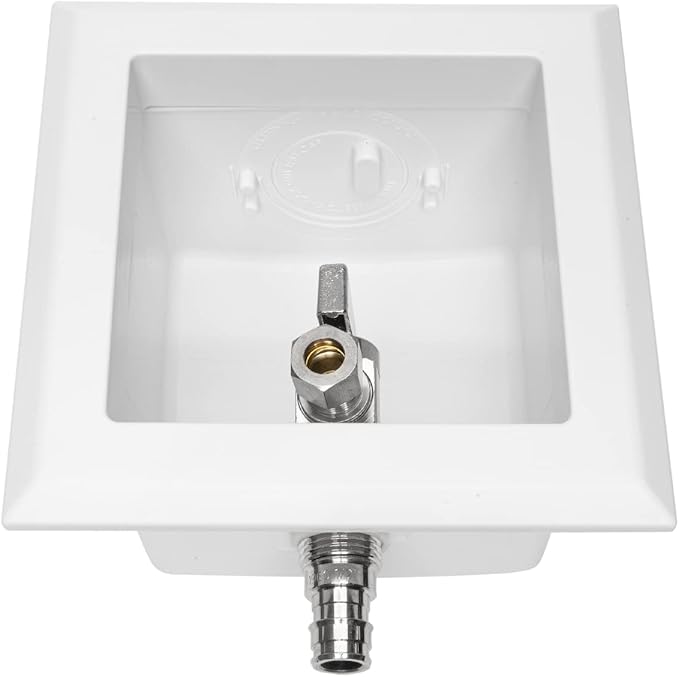 EFIELD Pex Dishwasher Outlet Box, 1/2-Inch Pex-A F1960 Expansion Fitting Inlet Connection with Installed 1/4-Turn Stop Angle Valve, Chrome Plated,(DW002)