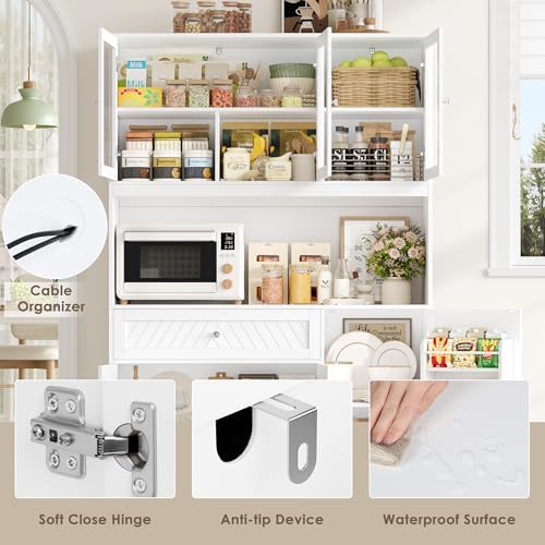 BOTLOG 72” Tall Kitchen Pantry Storage Cabinet with Painted Strip Door