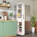 KEIKI 7 Tier Pull-Out Kitchen Pantry Storage Cabinet, Multi-Tier Single-Sided Open Shelf, Spice Rack Next to Fridge, Wood Hutch Food Pantries Cupboard for Coffee Bar, Dining Room, Narrow Spaces