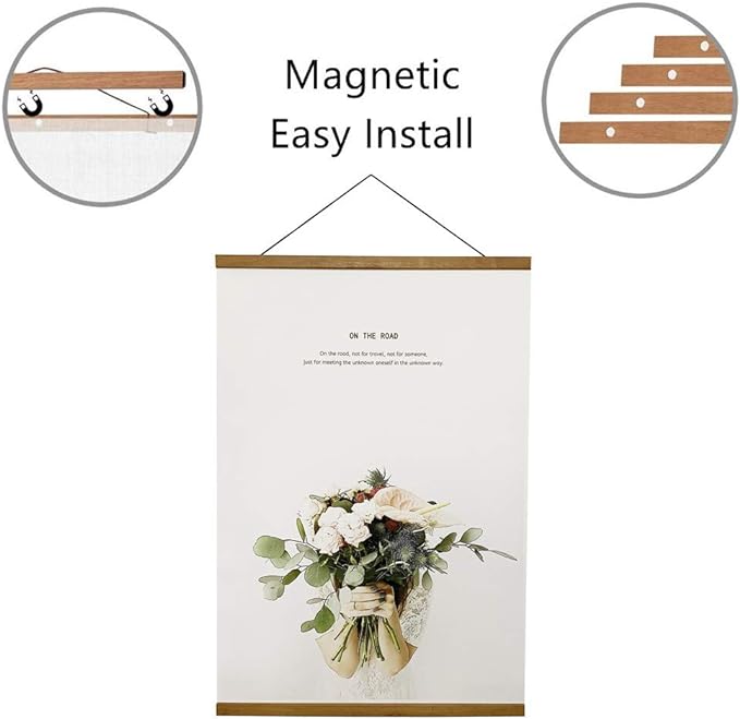 Miaowater 2 Pack Poster Frame,24x36 24x32 24x18 24x24 Magnetic Light Wood Wooden Frames Hanger for Photo Picture Art Canvas Print Artwork Wall Hanging Teak Wood 24''