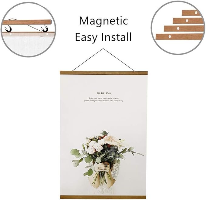 Miaowater 2 Pack Poster Frame,9x9 9x12 9x15 9x20 Magnetic Light Wood Wooden Frames Hanger for Photo Picture Art Canvas Print Artwork Wall Hanging Teak Wood 9''