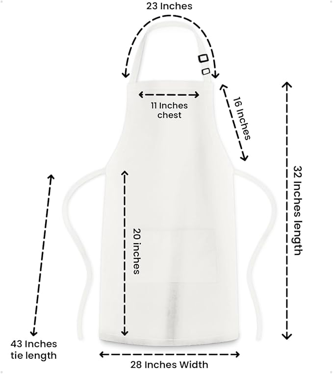 Adjustable Bib Apron 100% Polyester Kitchen Aprons Waterdrop Resistant Aprons with Adjustable Strap, Pockets & Long Ties