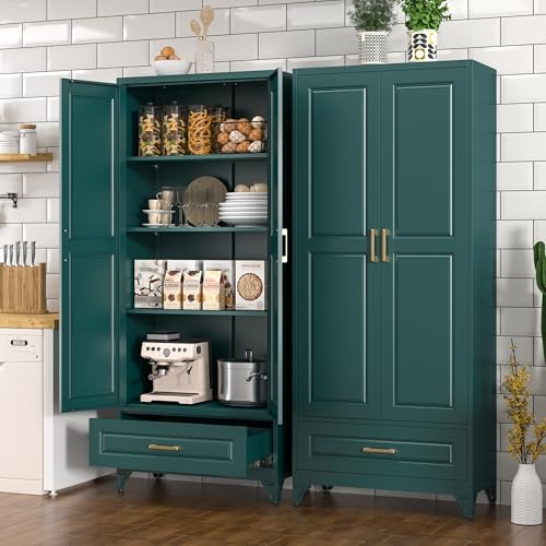 Polup 75" Metal Storage Cabinet, Tall Kitchen Pantry Cabinet with 1 Drawer