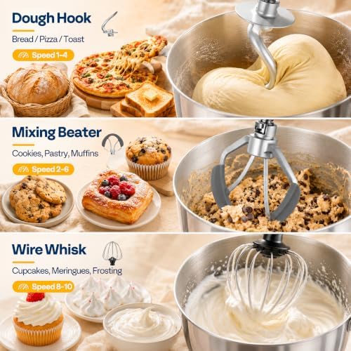 VIVOHOME Stand Mixer, 6-Quart Tilt-Head Kitchen Mixer with Bowl, Pink