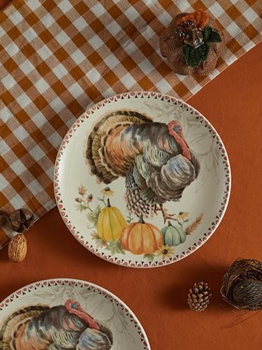 Bico Blessing Season Salad Plates Set of 4, 8.75 Inch Ceramic Dessert Plates for Salad, Appetizer, Side Dishes, Microwave and Dishwasher Safe, Gift for Housewarming and Thanksgiving