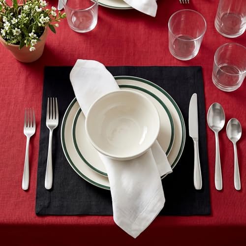 Solino Home 100% Linen Square Placemats Black, Fete 14 x 14 in, Set of 4