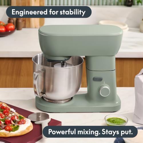 bella STIR 5.3Qt Tilt-Head Stand Mixer, 12-Speed Countertop Mixer, Aloe