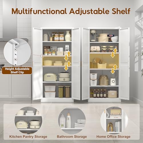 UNICOLY 71" Kitchen Pantry Cabinet, Metal Pantry Storage Cabinet with Doors