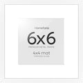 Homeforia 6x6 Picture Frame White, High End Metal 6 x 6 Square Photo Frames with Mat 4 by 4, 6x6 Poster Frame Matted to 4x4 inches Print, 6by6 Wall or Tabletop Frame, Tempered Glass, Wall Kit, Set of 1