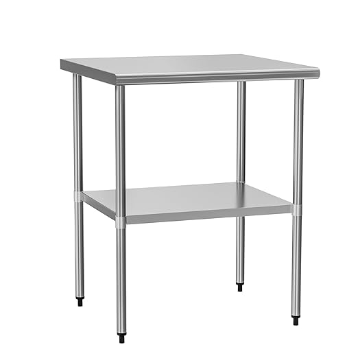 Stainless Steel Table for Food Prep & Work 30 x 36 inches Utility Table with Adjustable Undershelf, Commercial Workstation in Kitchen, Garage, Outdoor BBQ
