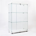 Yoluckea 3 Shelves Glass Display Cabinet with 2 Doors,Floor Standing Clear Glass Curio Cabinet Collection Display Case for Living Room Bedroom 49.49” x 31.77”x 14.37 ”(White)