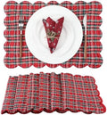 Beeveer 6 Pcs Quilted Scallop Placemats for Home Dining
