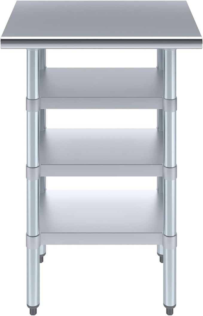 18 in. x 24 in. Stainless Steel Work Table with Three Bottom Shelves | NSF Kitchen Prep Table | Utitly Metal Table