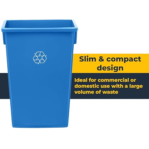 3 Pack 23 Gallon Waste Bin with Dolly, Heavy-Duty Trash Can, Slim Rectangular Garbage Bin, Durable Waste Container, Recycling Bin, Plastic Wastebasket for Kitchen, Garage, Restaurants, Office