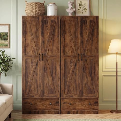 GIANTEX 72" Tall Kitchen Pantry Cabinet, Farmhouse Cupboard, Rustic Brown