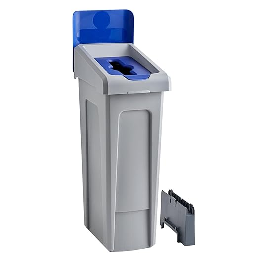 23 Gallon Mixed Recycling Bin with Hinged Lid – Slim Commercial Waste Container for Paper, Plastic, and Cans – Ideal for Offices, Cafeterias, and Schools