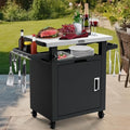 NUUK Grill Table with Storage Cabinet, Outdoor Grill Cart Pizza Oven Table with Wheels, Stainless Steel Top Kitchen Island 20"x30" Rolling Prep Station Outdoor Bar Cart for BBQ, Deck, Backyard