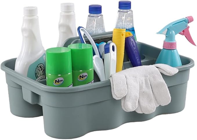 Drephia 6 Pack Cleaning Caddy, Plastic Carry Caddy with Handle for Dorm, Bathroom, Garden, Kitchen, Cleaning Supplies,Take-Out Drink