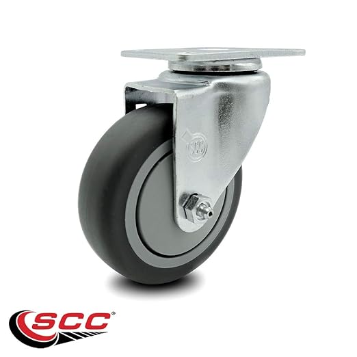 Service Caster Brand Replacement Caster for Uline Caster H-5537S - Swivel Top Plate Caster with 4 Inch Thermoplastic Rubber Wheel - Fits Carts, Dollies and Poly Box Trucks H-3318