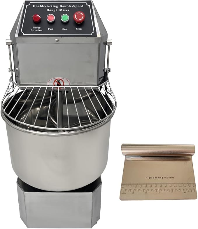 Commercial Dough Mixer 30QT, 1500W 110V Dual Speed Dual Action, Stainless Steel Spiral Stand Mixer for Pizza Dough, Bakeries, Restaurants & Schools
