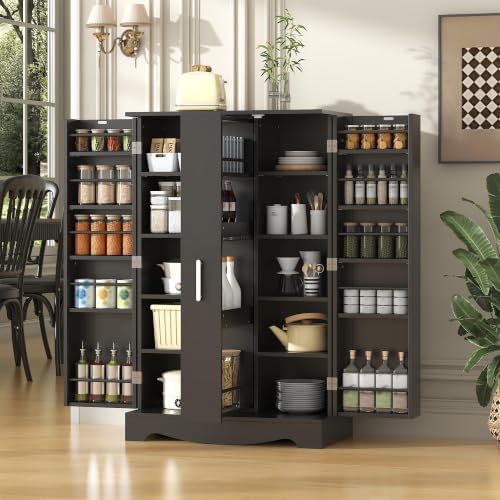 kepptory 47" Kitchen Pantry Cabinet with Pull Out Drawer Adjustable Shelves