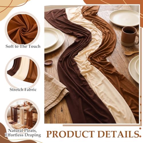 9 Pcs Fall Thanksgiving Table Runner, Boho Rustic Gauze 10ft