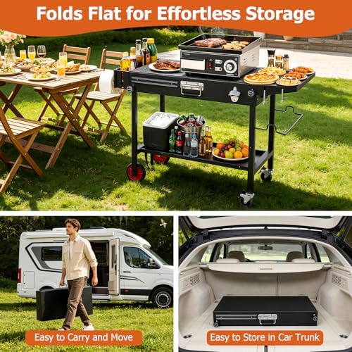 Grill Table for Blackstone Griddle, Portable Outdoor Folding Grill Cart