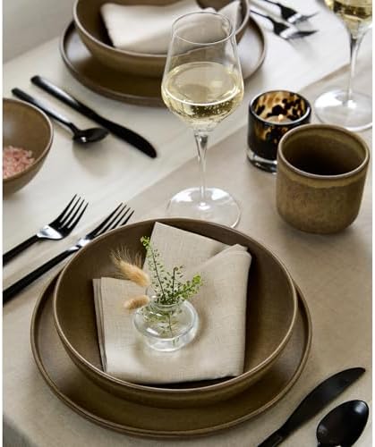 Solino Home 100% Linen Dinner Napkins Natural, Fete 20 x 20 in, Set of 6