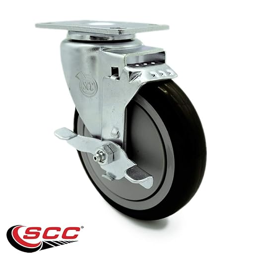 Service Caster Brand Replacement Caster for Uline Caster H-5540SWB - Swivel Top Plate Caster with 5 Inch Black Polyurethane Wheel and Top Lock Brake - Fits Carts, Dollies and Poly Box Trucks H-3840