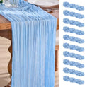 Goodluck 10 Pack 10Ft Baby Blue Cheesecloth Table Runner 35x120 Inch Boho Gauze Table Runner Cheese Cloth Extra Long Romantic Table Runners for Wedding Bridal Shower Birthday Party Table Decor