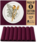 100% Cotton Ribbed Placemats - Set of 8-13 x 19 Inches - Wine - Everyday Cloth Table Mats - Thick Construction, Washable & Reusable Cloth Place Mats - by AVKA Studio