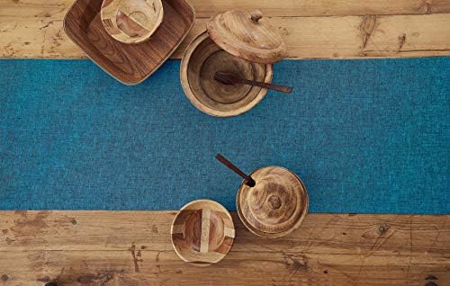 Solino Home 100% Pure Linen Dining Table Runner Teal, Athena 14 x 132 in