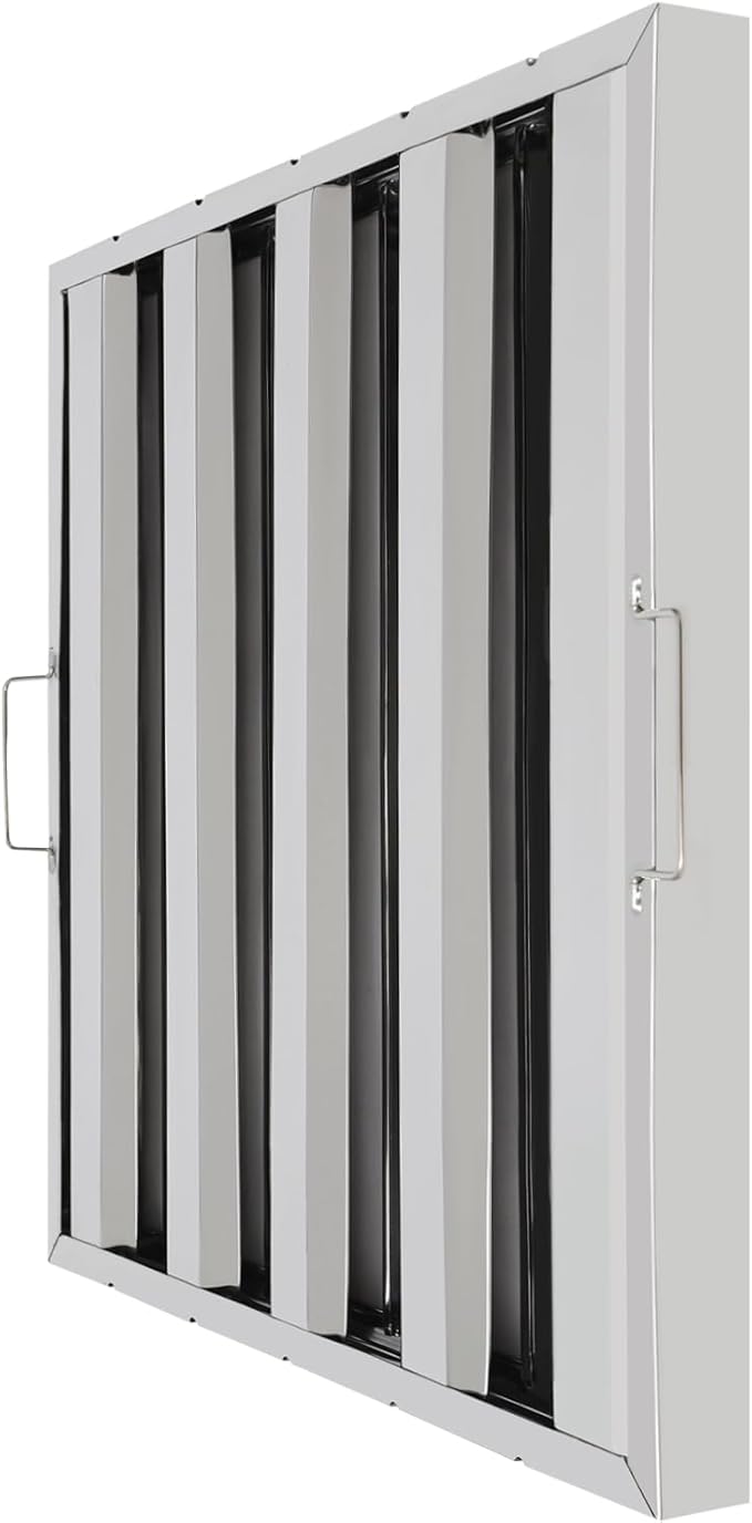 Pack of 6 Range Hood Filter, 19.5" W x 19.5" H 430 Stainless Steel Exhaust Range Hood Filter Commercial 4 Grooves Stove Hood Vent Filter Replacement for Kitchen Restaurants Silver