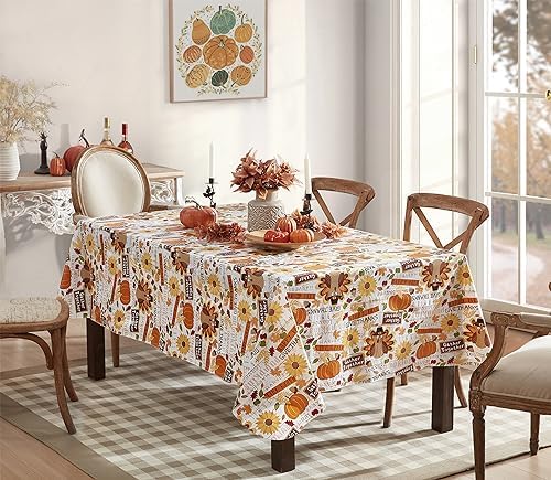 Newbridge Happy Thanksgiving Turkey 60x102 Inch Rectangle Vinyl Tablecloth