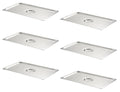 CURTA 6-Pack Full Size Steam Table Pan Covers with Handle, NSF Certified 18/8 Stainless Steel Hotel Pan Lids for Catering, Buffet, Restaurant, Commercial Kitchen, Dishwasher Safe