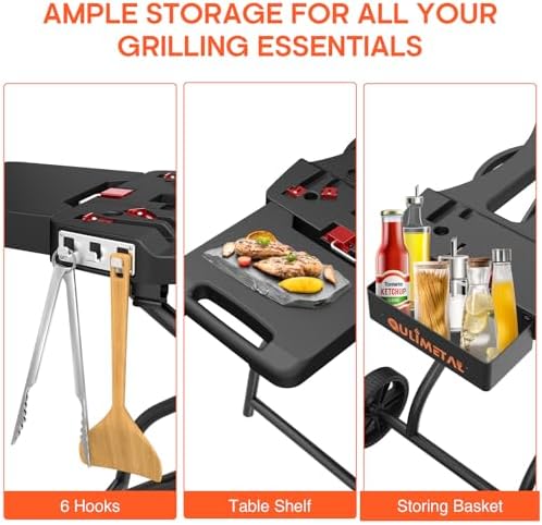 Outdoor Grill Stand for Weber Q1200, Q1000, Q2200, Q2400, Portable Grill Cart for Blackstone 17"& 22" Table Top Griddles, for Weber Grill,Griddle Stand for Blackstone,for Travel and Camping