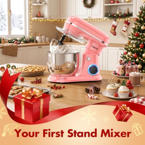 CEBORY Stand Mixer, 4QT 10+P-Speed Electric Kitchen Mixer with Bowl