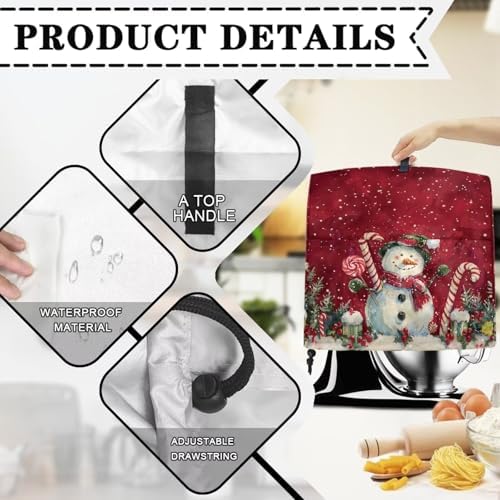 Snowman Stand Mixer Covers Christmas Decoration Kitchen Aid Mixer Cover Dust Cover with Pockets and Handle Kitchen Accessories Mixer Covers