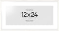 Homeforia 12x24 White Picture Frame, High End Oak 12x24 Wood Poster Frames with Mat 8x20 Photo, 12 x 24 White Wooden Frames Matted to 8 by 20, 24x12 Panoramic Frame, Tempered Glass, Wall Kit, Set of 1
