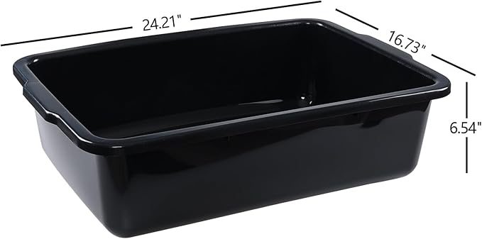 Sadstory Black Plastic Commercial Bus Tub, 35 L Plastic Large Bus Box, 4 Packs