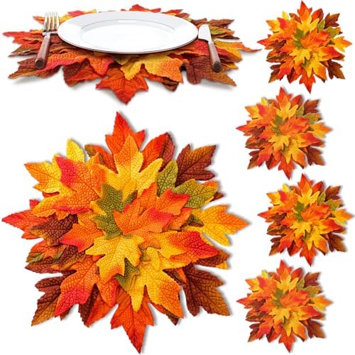 SmoothNovelty 6 Pcs 15" Fall Placemats, Thanksgiving Leaf Mats, Multicolor