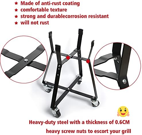 Rolling Cart for Kamado Joe Junior Accessories,Kamado Joe Rolling Nest with Heavy Duty Locking Caster Wheels Powder Coated Steel Rolling Outdoor Cart for Kamado Joe Junior Grill Stand