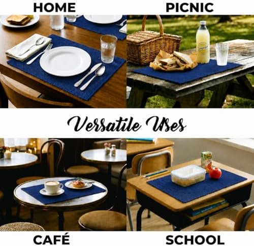 100% Cotton Ribbed Placemats - Set of 8-13 x 19 Inches - Royal Blue - Everyday Cloth Table Mats - Thick Construction, Washable & Reusable Cloth Place Mats - by AVKA Studio