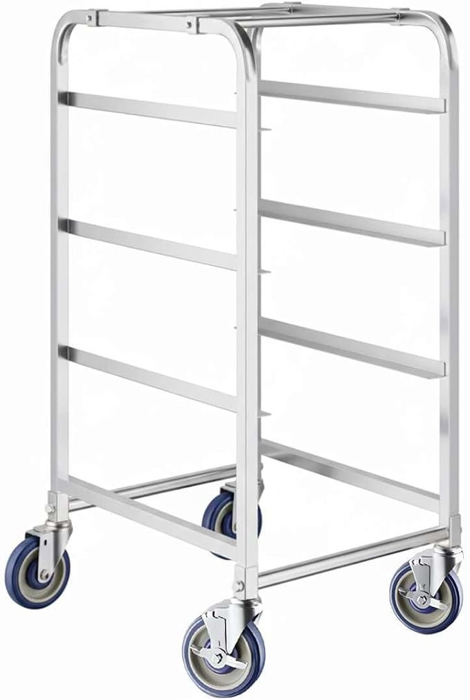 18"x21.5"x41" Mobile Aluminum Lug Rack - 3 Lug Capacity, NSF Commercial Portable Cart with 5" Swivel Casters and Brakes, Heavy-Duty 460 lb Capacity Storage Rack, Freezer Safe, Utility Dolly