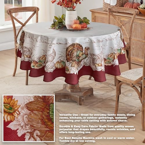 Newbridge Thanksgiving Country Turkey Tablecloth 70 Inch Round