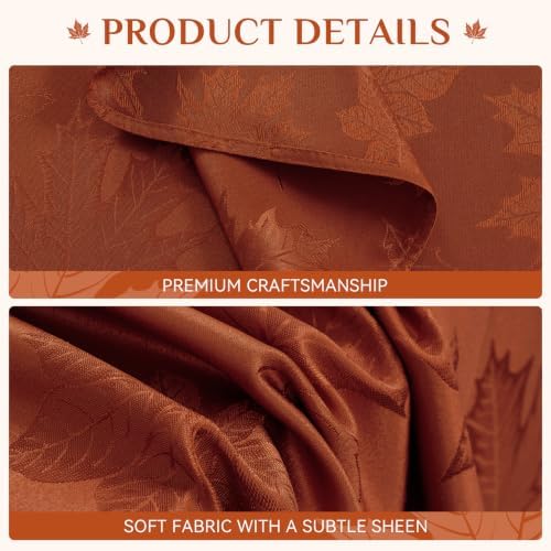 Softalker Fall Jacquard Rectangle Tablecloth, 60 x 84 Inch Rust