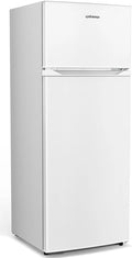 Upstreman 7.7 Cu Ft White Large Capacity Refrigerator with Freezer, Energy Efficient Compact Refrigerator, Adjustable Thermostat & Reversible Door for Apartment, Dorm, Office, Kitchen，White (BD-75)