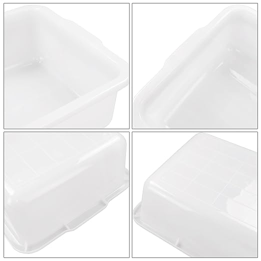 4 Packs 35 L Large Bus Tub, Plastic Commercial Utility Bus Boxes Set, White