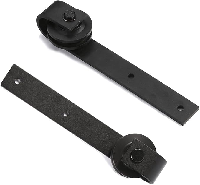 CCJH 8.2FT Single Sliding Barn Door Hardware Kit Black Basic Roller Carbon Steel Hanger Flat Track System for Closet Kitchen 1 Door 49 inch Wide