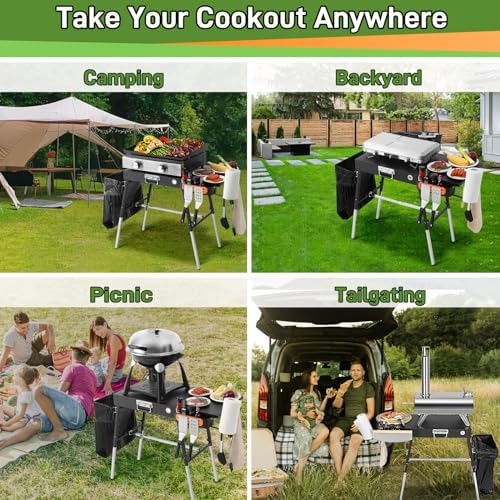 Grill Table& Griddle Cover, Blackstone Griddle Stand for 17" 22"